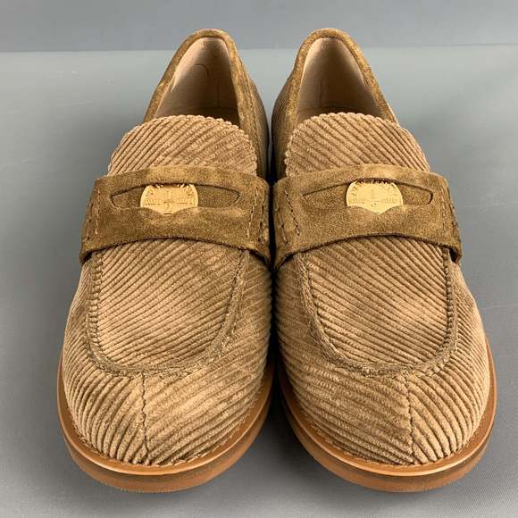 MIU MIU Khaki Corduroy Penny Flats - Picture 4 of 9